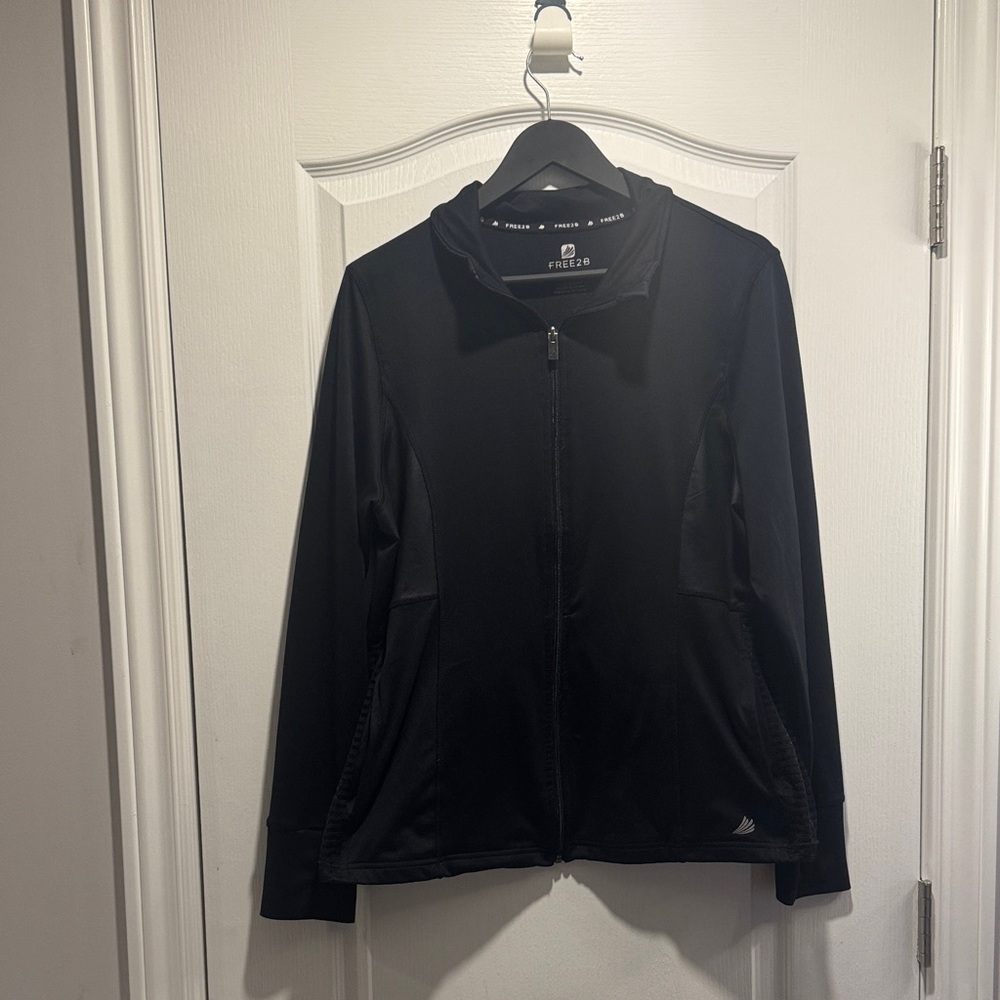 13-Free2b Women's Gray Athletic Jacket Mesh Side Thumb Holes